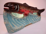 Vintage 1950's TV Lamp Trout Fish Canada, Large 17X10" Fisherman TV Light