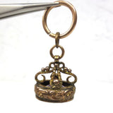 Antique 10k Gold Crown Shape Watch Fob Set with an 11 Carats Amethyst