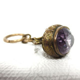 Antique 10k Gold Crown Shape Watch Fob Set with an 11 Carats Amethyst