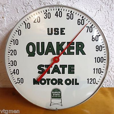 Vintage Quaker State Motor Oil Thermometer Ad 1960's, Glass and Dial A+, Works