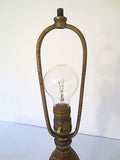 Antique Art Deco Cast Iron Table Lamp Light, Rewired & Working, Gold Patina, 20"