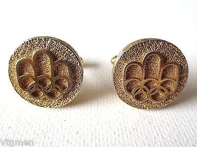 Vintage Modernist Cufflinks, 1976 Olympics in Montreal, Hand Hammered Cufflinks