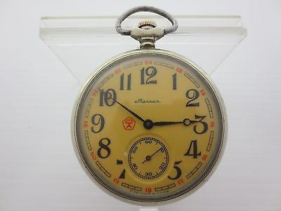 Vintage Nautical Pocket Watch, Molnija CCCP Open Face Watch, Maritime, Old Ship