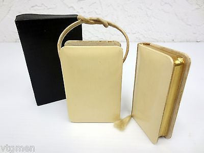 Antique Gilded Pocket Prayer Book, French Ivory Cover & Pouch, Original Box