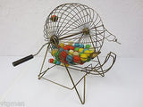 Big Bingo Cage, Mid Century Vintage Bingo Wheel, England, Wood Handle, 72 Balls