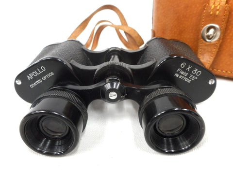 Vintage Binoculars 6X30" by Apollo with Leather Case and Straps Field 7.5