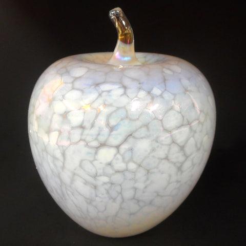 Vintage Glasform Handmade Iridescent Glass Apple 6" with Gold Label, England