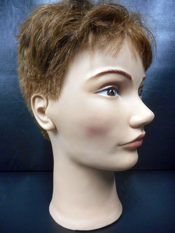 Vtg Pivot Point Eva Mannequin Head 11" Short Brown Hair Cut, Store Display, Prop