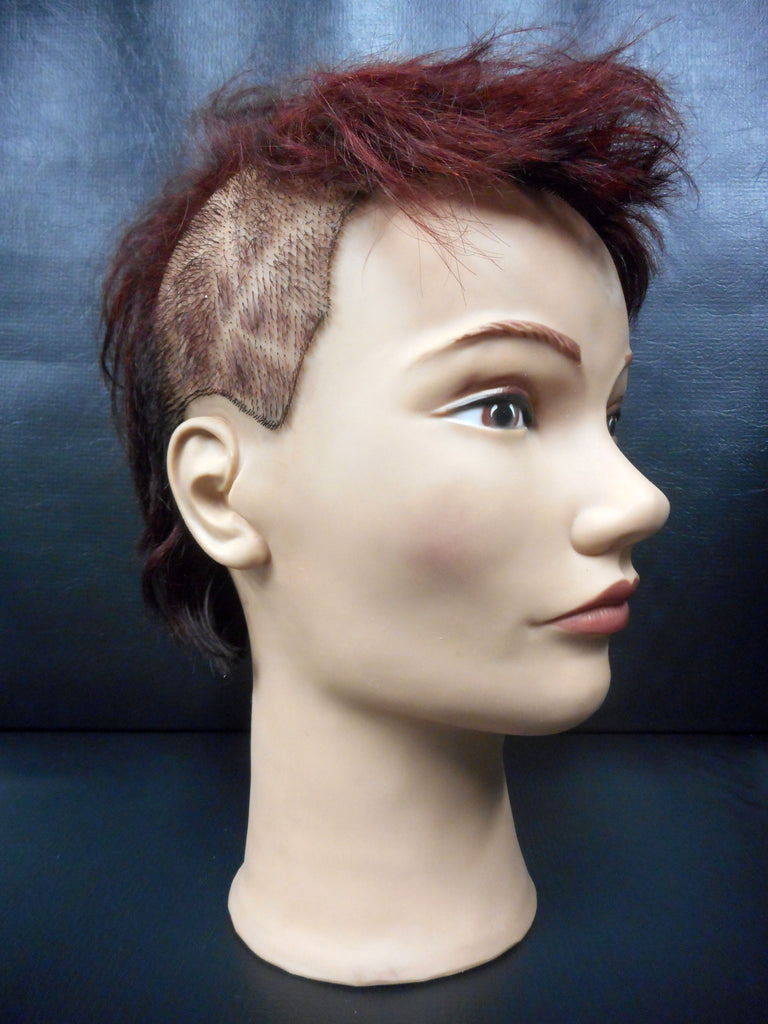 Vtg Pivot Point Eva Mannequin Head 11" Short Red Hair Shaved Cut, Store Display