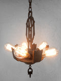 Antique Art Deco 5 Lights Slip Shade Chandelier 26" Electrolier Montreal Gold