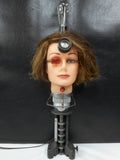 Steampunk Android Mannequin Head Lamp 2 Feet Tall, Cadillac Girl, Edison Light