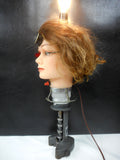 Steampunk Android Mannequin Head Lamp 2 Feet Tall, Cadillac Girl, Edison Light