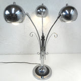 Mid Century Chrome Lamp Flower 28" Tall, Atomic Age, 3 Swiveling Chrome Spheres Eyeballs, Eames and Reggiani Style