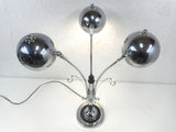 Mid Century Chrome Lamp Flower 28" Tall, Atomic Age, 3 Swiveling Chrome Spheres Eyeballs, Eames and Reggiani Style