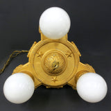 Antique 1920s Markel Art Deco 3 Light Slip Shade Chandelier 11" Ceiling Fixture