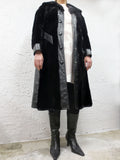 Vintage Black Mink Fur Coat with Black Leather Signed Sarrazin, Quebec, Canada