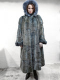 Spectacular Blue Mink Ladies Fur Coat Jacket Signed Luigi di Firenze 46" Long