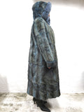 Spectacular Blue Mink Ladies Fur Coat Jacket Signed Luigi di Firenze 46" Long