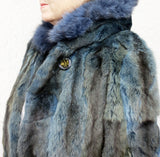 Spectacular Blue Mink Ladies Fur Coat Jacket Signed Luigi di Firenze 46" Long