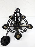 Vintage Art Deco 5 Lights Slip Shade Chandelier 16" Electrolier Montreal Black