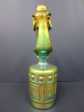 Rare Zsolnay Iridescent Eosin Modernist Porcelain Figure 6" Green Gold SUN WOMAN