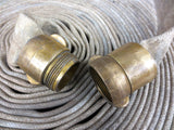 Vintage Fireman Firetruck Hose, Brass Couplers, 20" Dia Rolled, Man Cave, Loft