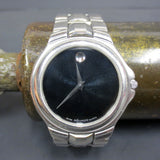 Movado Black Museum Dial Quartz Men's Watch Steel Bracelet Model 84 E4 9881