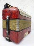 Hohner Erica C/F Accordion Melodeon, Pearl Red Diatonic Button Accordion