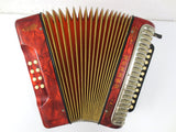 Hohner Erica C/F Accordion Melodeon, Pearl Red Diatonic Button Accordion