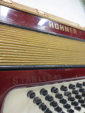 Hohner Starlet 40 Bass Accordion with Straps, Burgundy Red, SERVICED