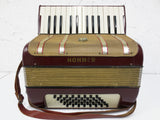 Hohner Starlet 40 Bass Accordion with Straps, Burgundy Red, SERVICED