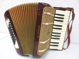 Hohner Starlet 40 Bass Accordion with Straps, Burgundy Red, SERVICED