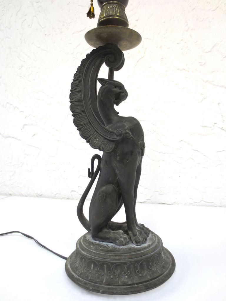 Antique 1880s Gargoyle Dragon Bronze Gas Light 18" Converted to Electricity RARE