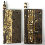 Pair of Antique 1880's Victorian Door Hinges Eastlake, LARGE 6X6", MATCH