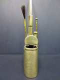 Antique Opium Pipe 1890's Signed, 10.5" Tall, Engraved Birds Leaves Sun, MINT