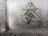 Masonic Lodge Silver 800 Plate Signed L. Gloton Paris, Coupelle en Argent RARE