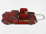 Lincoln Toys Red Tow Truck 13" DUNLOP TIRES, Pressed Steel, Wood Coil