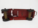 Lincoln Toys Red Tow Truck 13" DUNLOP TIRES, Pressed Steel, Wood Coil