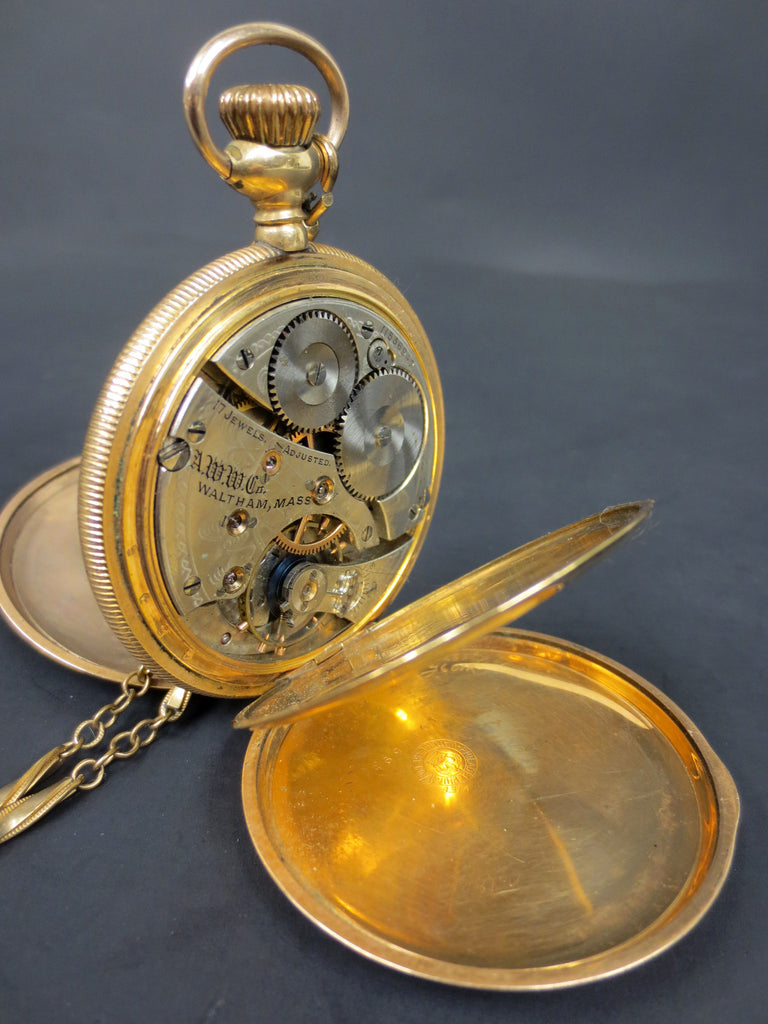 Antique 1902 Waltham Royal Pocket Watch 14k GF Hunting Case 3 Covers #1899