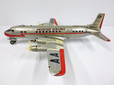 Vintage 17" American Airlines DC7 Boeing Tin Toy Airplane, Line Mar Toys Japan