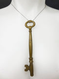 Original Antique Brass Jail Prison Skeleton Key, Solid Barrel, Very Long 4.5"