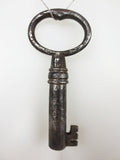 Original Antique Large 3 3/8" Skeleton Key Heavy, Fancy Bit, Nickel Plated Large