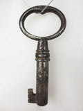 Original Antique Large 3 3/8" Skeleton Key Heavy, Fancy Bit, Nickel Plated Large