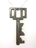 Original Antique Art Deco Jail Prison Skeleton Key 2", Solid Barrel, Double Bit