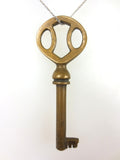 Original Antique Brass Skeleton Key for Cabinet Wardrobe, 2.5" Long, Ornate Stop