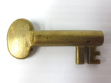 Original Antique Brass Skeleton Key 2", Hollow Barrel, Unusual Solid Bow