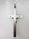 Antique Skull & Bones Priest's Crucifix Pendant, 3 1/4" Long 1.5" Large Aluminum