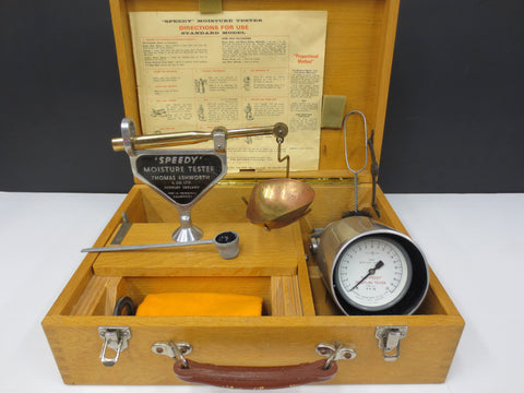 Vintage Speedy Moisture Tester Type D1, Large Soil Tester, Wood Case, MANUAL