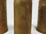 WWI 1914 Three Trench Art Brass Shells 92 mm, Patronenfabrik Karlsruhe