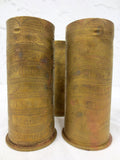 WWI 1914 Three Trench Art Brass Shells 92 mm, Patronenfabrik Karlsruhe